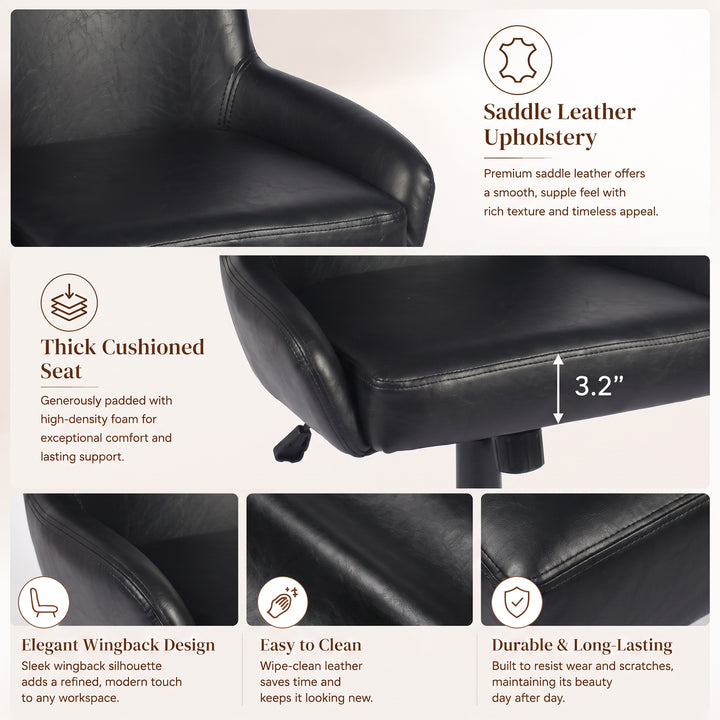 YOUNIKE Modern Office Chair Executive Desk Chair with Curved Backrest Adjustable Height Swivel Rolling Office Chair