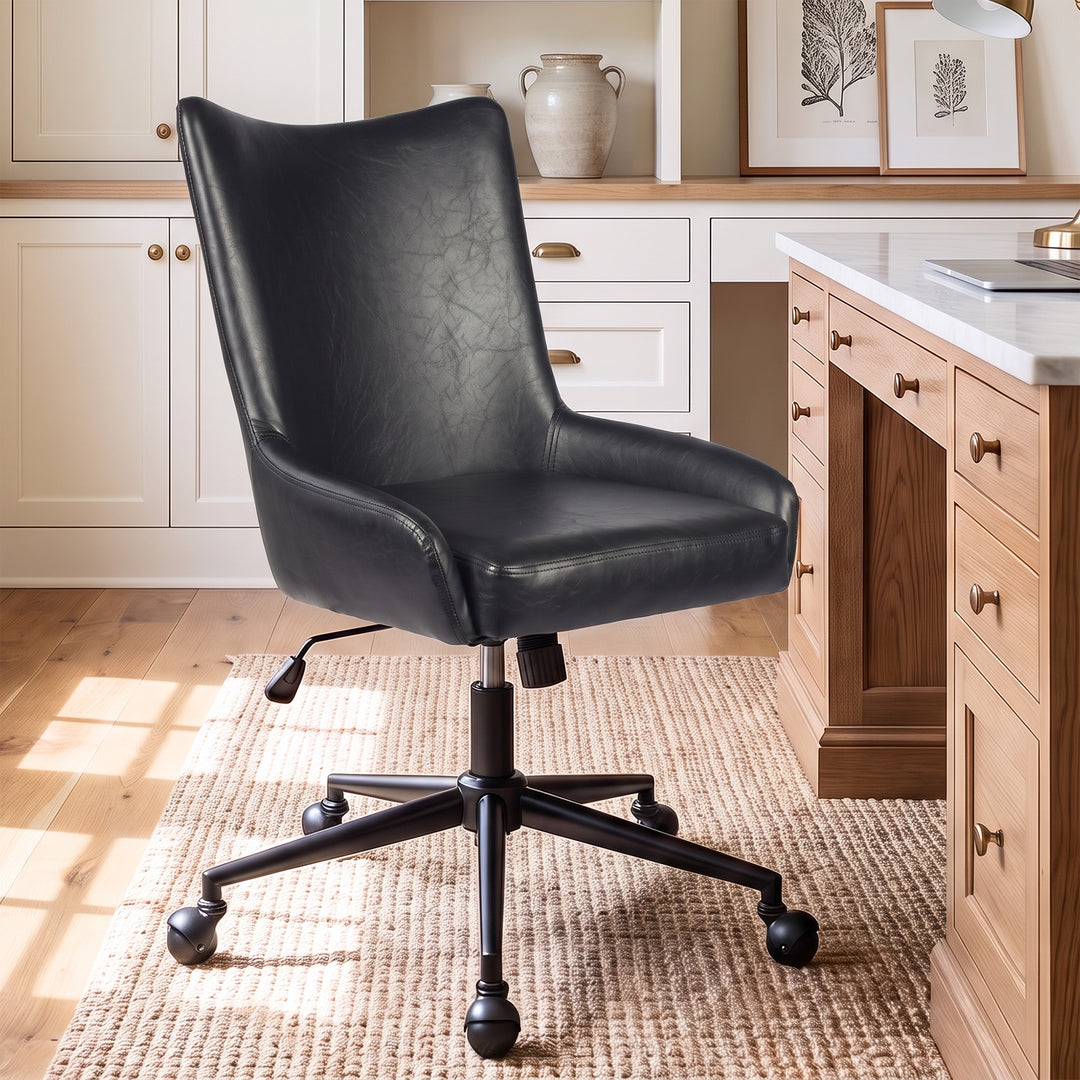 YOUNIKE Modern Office Chair Executive Desk Chair with Curved Backrest Adjustable Height Swivel Rolling Office Chair