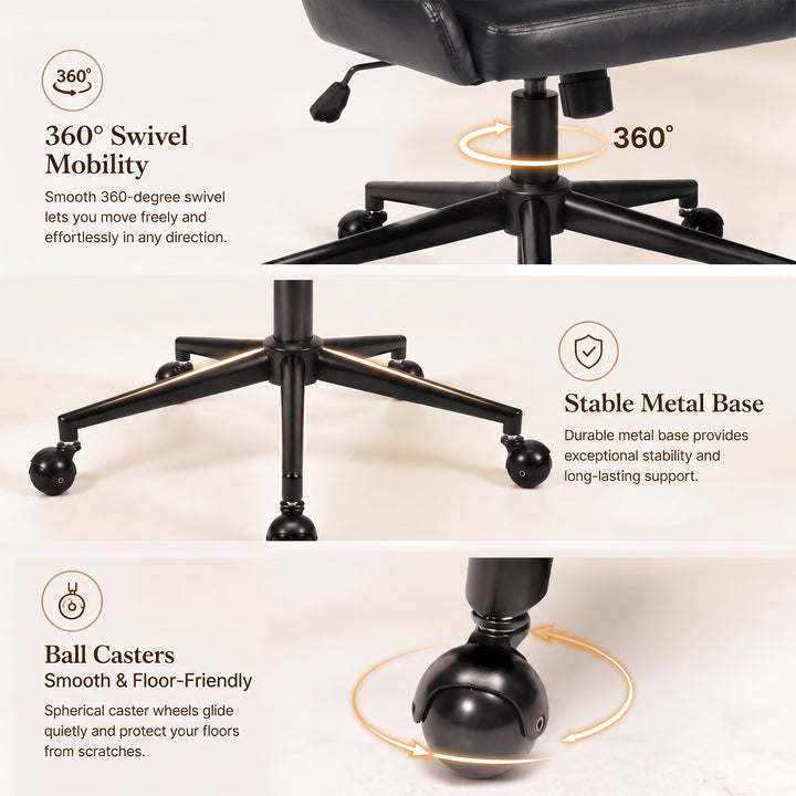 YOUNIKE Modern Office Chair Executive Desk Chair with Curved Backrest Adjustable Height Swivel Rolling Office Chair