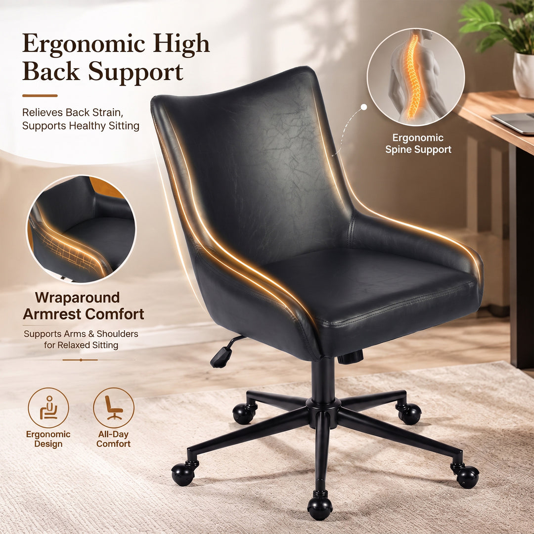 YOUNIKE Modern Office Chair Executive Desk Chair with Curved Backrest Adjustable Height Swivel Rolling Office Chair