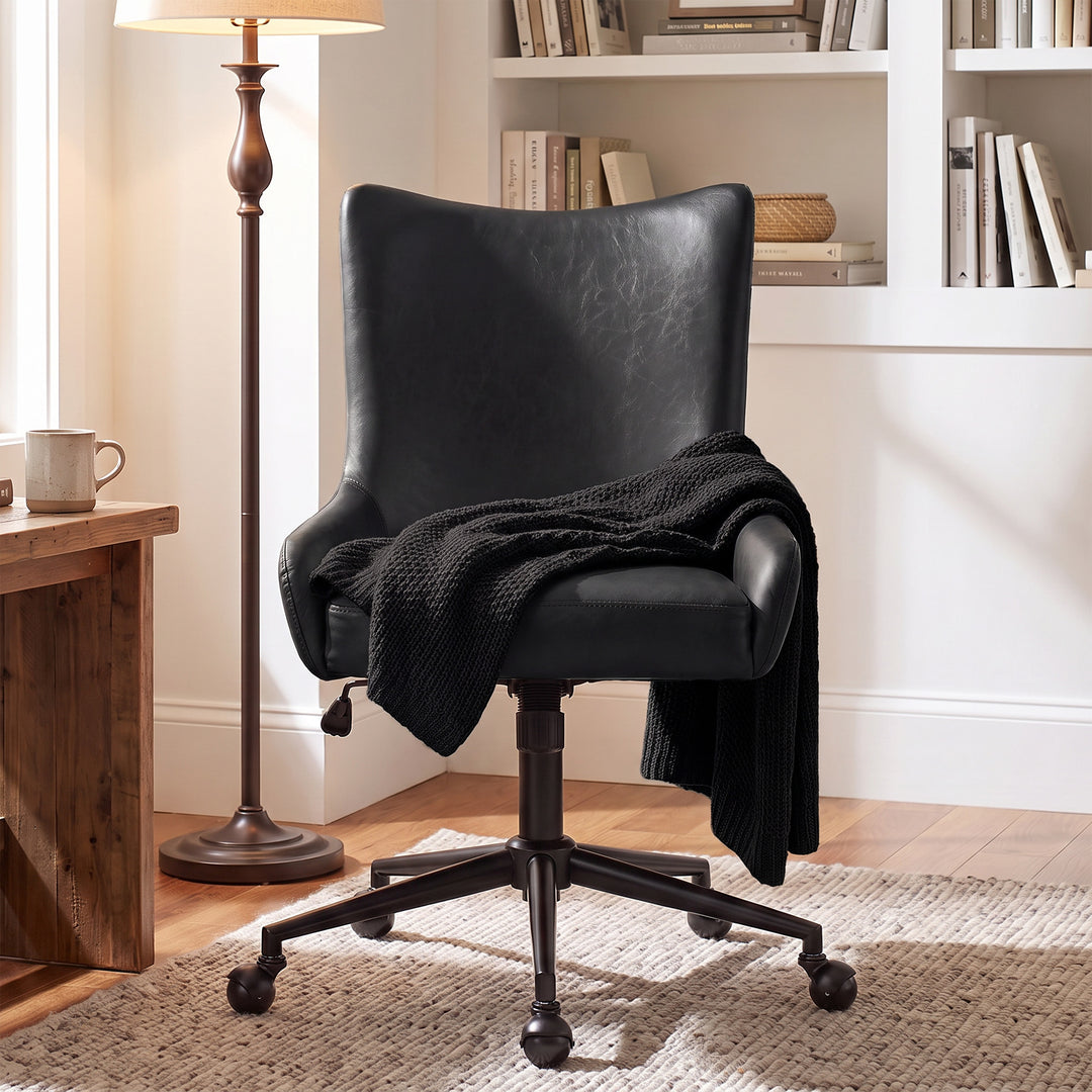 YOUNIKE Modern Office Chair Executive Desk Chair with Curved Backrest Adjustable Height Swivel Rolling Office Chair