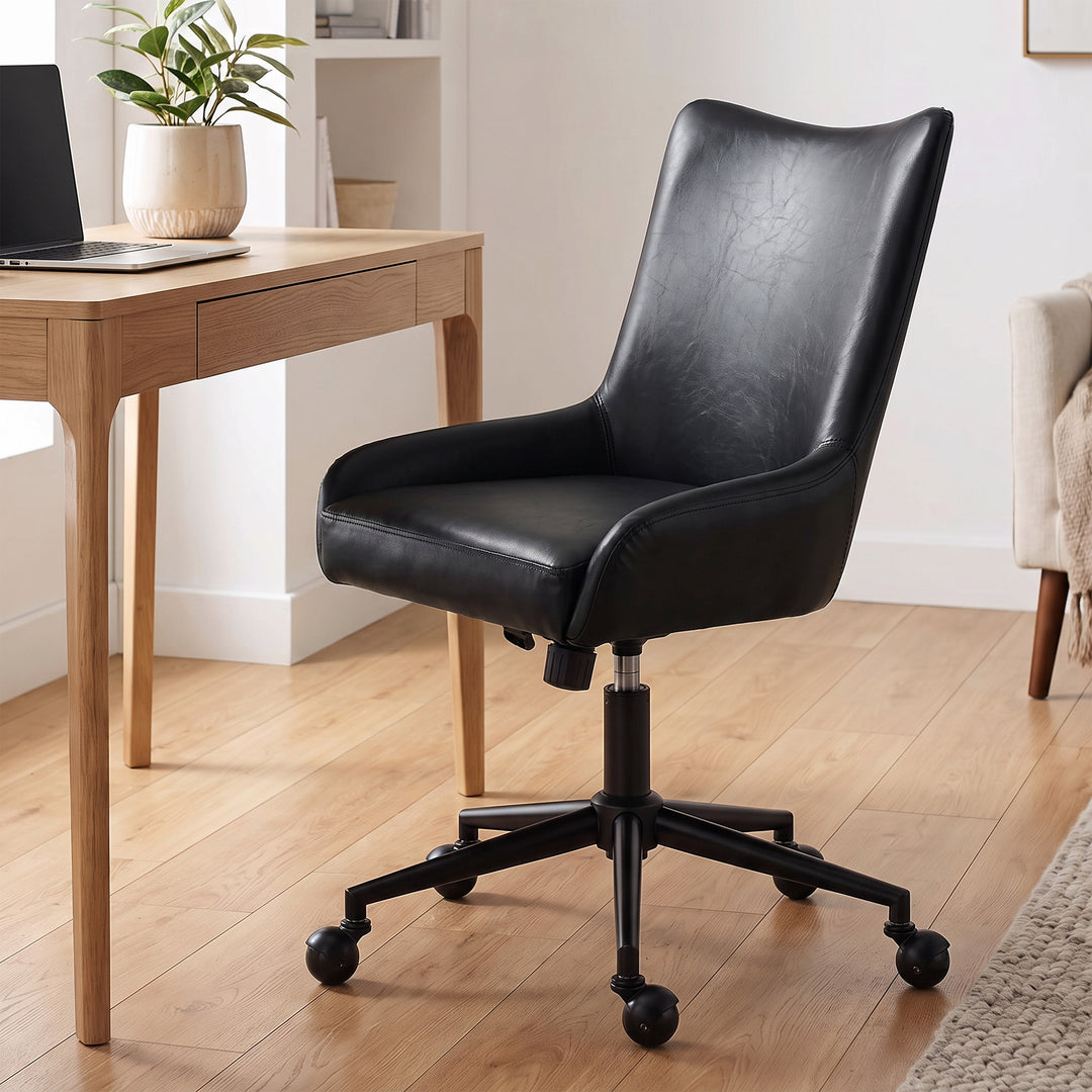 YOUNIKE Modern Office Chair Executive Desk Chair with Curved Backrest Adjustable Height Swivel Rolling Office Chair