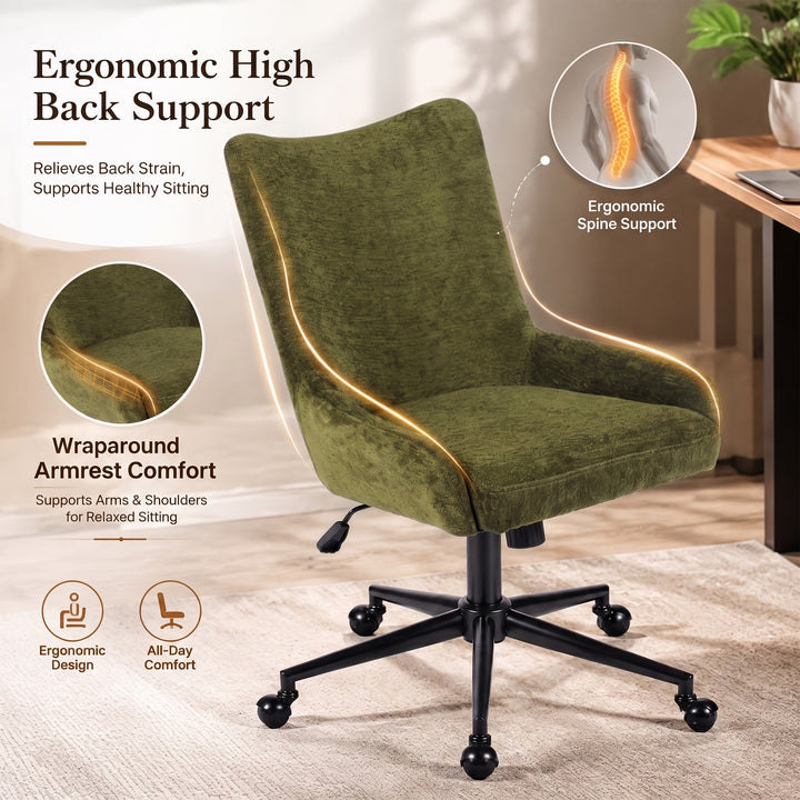 YOUNIKE Modern Office Chair Executive Desk Chair with Curved Backrest Adjustable Height Swivel Rolling Office Chair