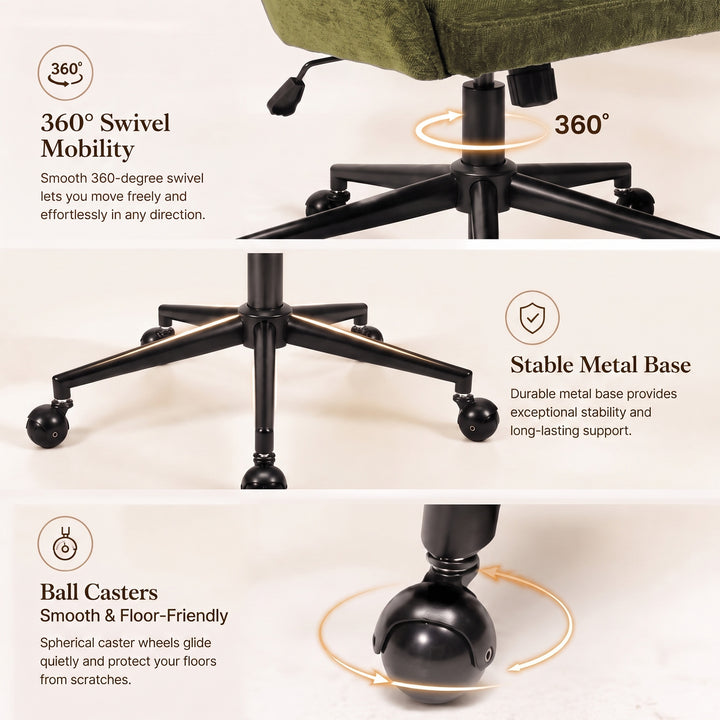 YOUNIKE Modern Office Chair Executive Desk Chair with Curved Backrest Adjustable Height Swivel Rolling Office Chair
