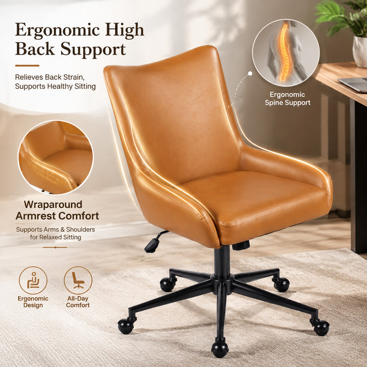 YOUNIKE Modern Office Chair Executive Desk Chair with Curved Backrest Adjustable Height Swivel Rolling Office Chair