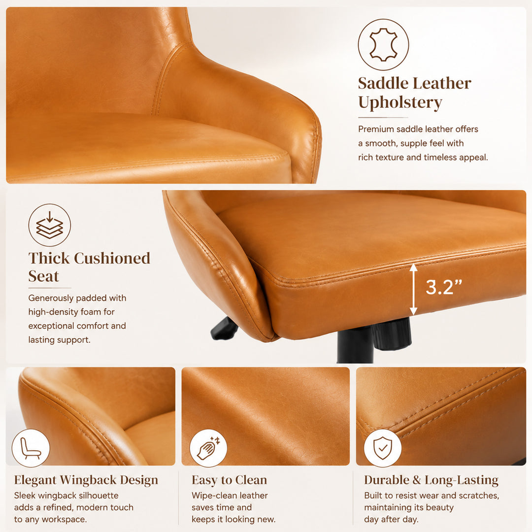 YOUNIKE Modern Office Chair Executive Desk Chair with Curved Backrest Adjustable Height Swivel Rolling Office Chair