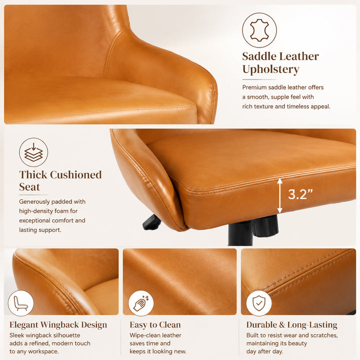 YOUNIKE Modern Office Chair Executive Desk Chair with Curved Backrest Adjustable Height Swivel Rolling Office Chair