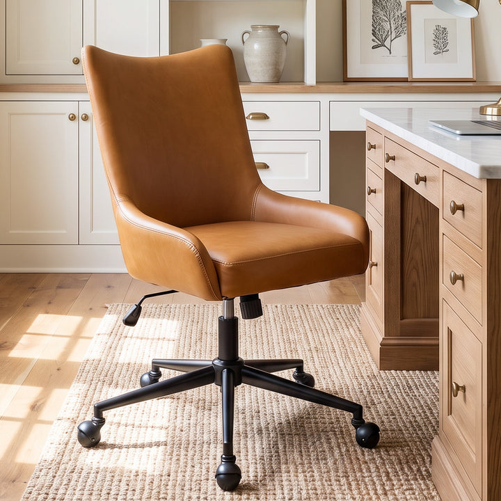 YOUNIKE Modern Office Chair Executive Desk Chair with Curved Backrest Adjustable Height Swivel Rolling Office Chair