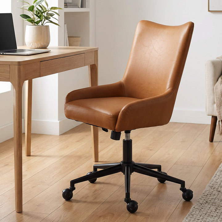 YOUNIKE Modern Office Chair Executive Desk Chair with Curved Backrest Adjustable Height Swivel Rolling Office Chair