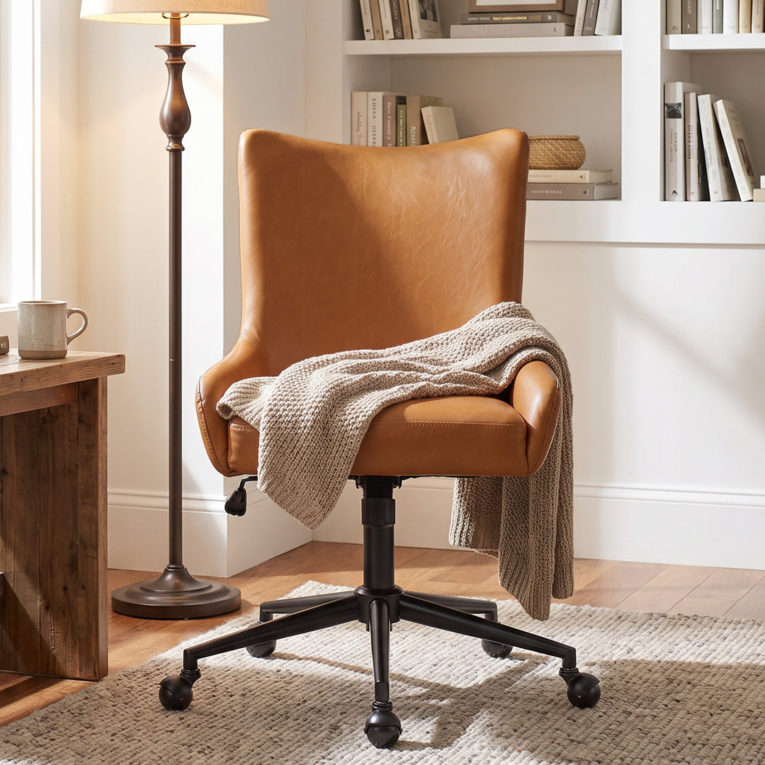 YOUNIKE Modern Office Chair Executive Desk Chair with Curved Backrest Adjustable Height Swivel Rolling Office Chair