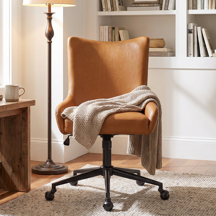 YOUNIKE Modern Office Chair Executive Desk Chair with Curved Backrest Adjustable Height Swivel Rolling Office Chair