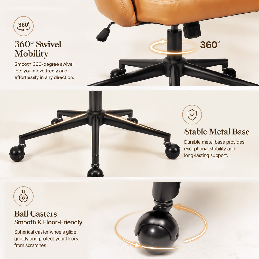 YOUNIKE Modern Office Chair Executive Desk Chair with Curved Backrest Adjustable Height Swivel Rolling Office Chair