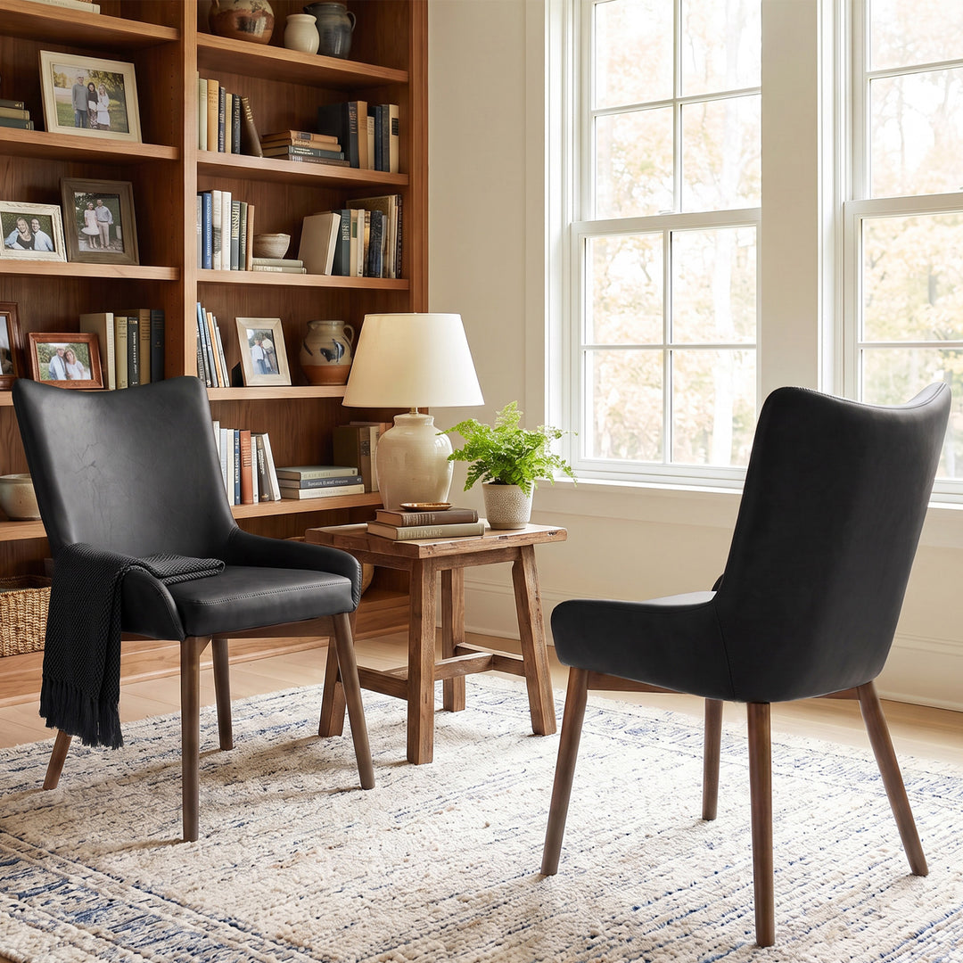 YOUNIKE Dining Chairs Set of 2 Wingback Upholstered Accent Chairs with Solid Wood Legs