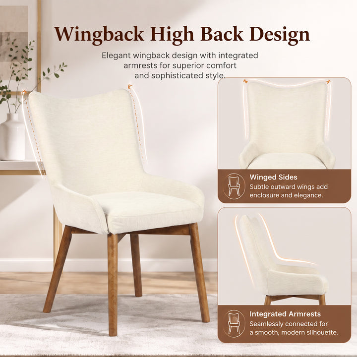 YOUNIKE Dining Chairs Set of 2 Wingback Upholstered Accent Chairs with Solid Wood Legs