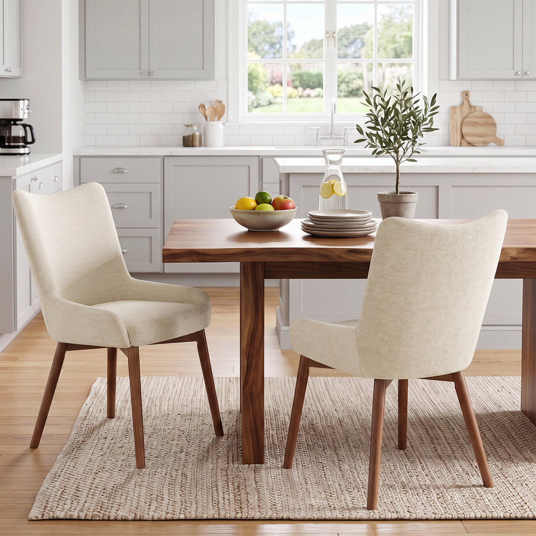 YOUNIKE Dining Chairs Set of 2 Wingback Upholstered Accent Chairs with Solid Wood Legs