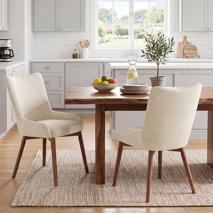 YOUNIKE Dining Chairs Set of 2 Wingback Upholstered Accent Chairs with Solid Wood Legs