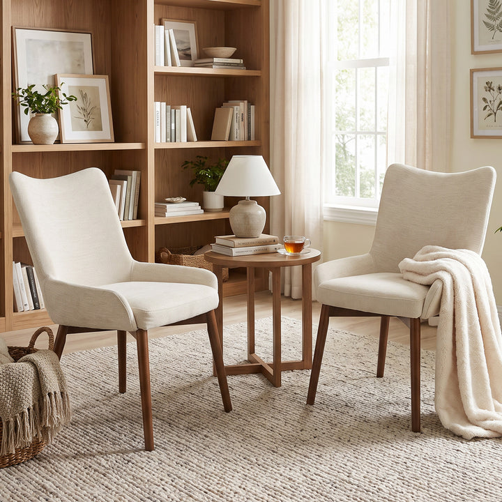 YOUNIKE Dining Chairs Set of 2 Wingback Upholstered Accent Chairs with Solid Wood Legs