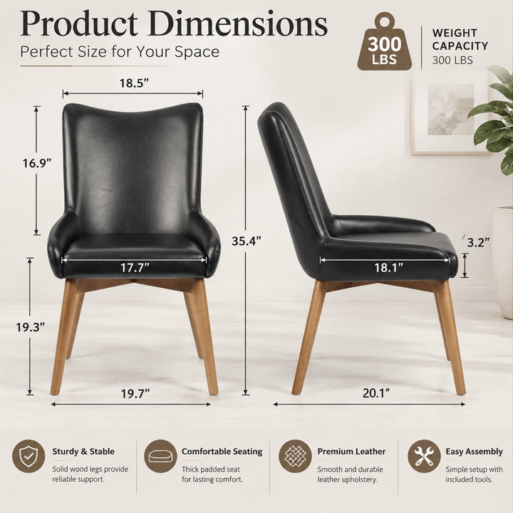 YOUNIKE Dining Chairs Set of 2 Wingback Upholstered Accent Chairs with Solid Wood Legs