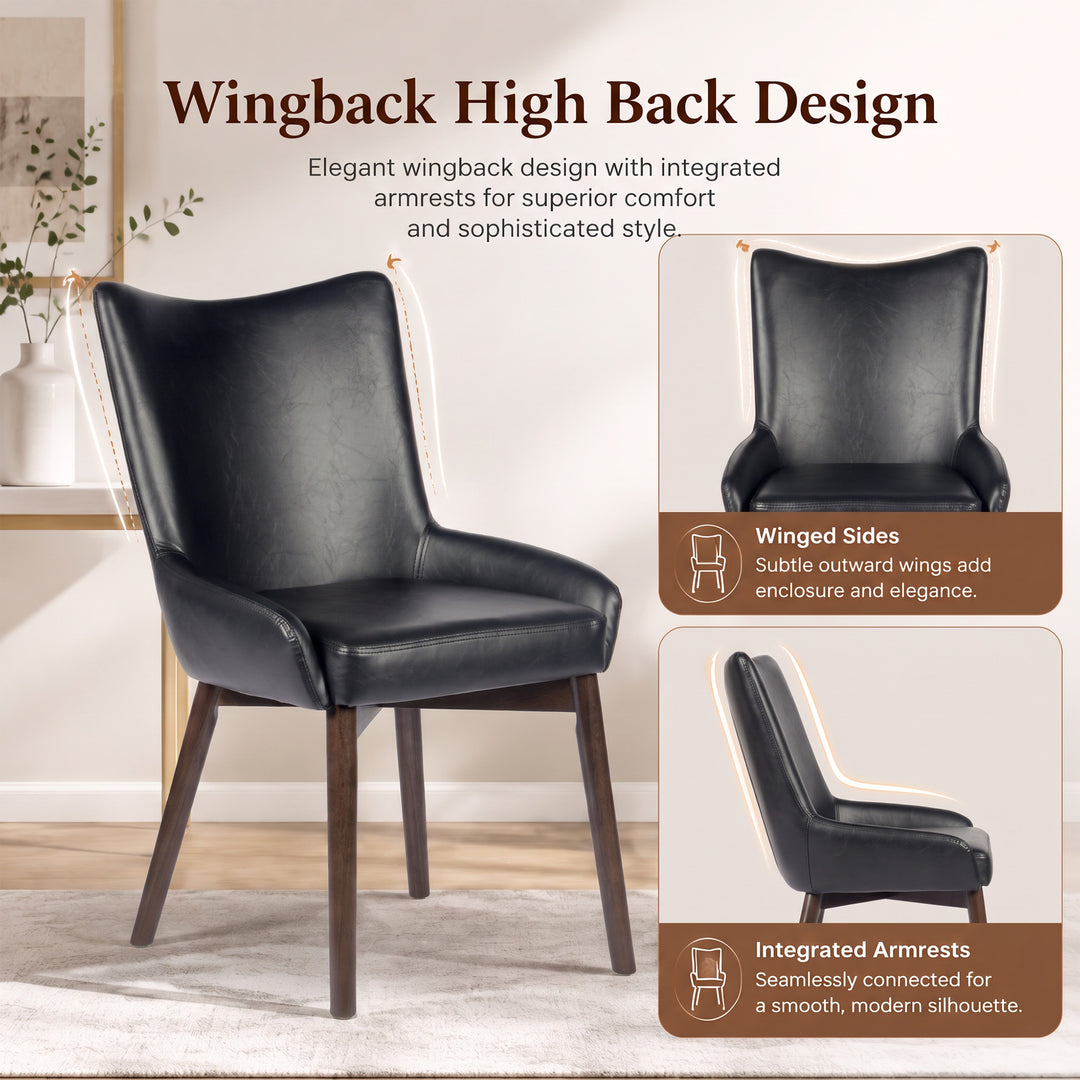 YOUNIKE Dining Chairs Set of 2 Wingback Upholstered Accent Chairs with Solid Wood Legs