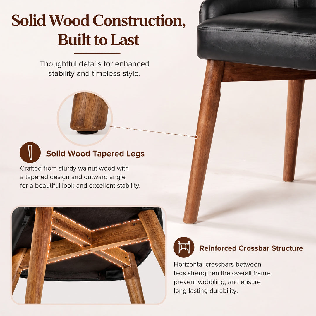 YOUNIKE Dining Chairs Set of 2 Wingback Upholstered Accent Chairs with Solid Wood Legs