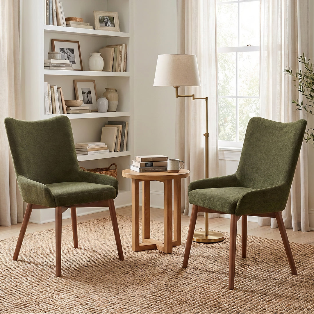 YOUNIKE Dining Chairs Set of 2 Wingback Upholstered Accent Chairs with Solid Wood Legs