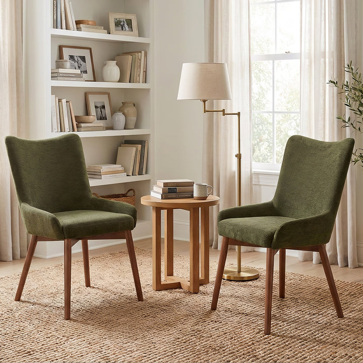 YOUNIKE Dining Chairs Set of 2 Wingback Upholstered Accent Chairs with Solid Wood Legs