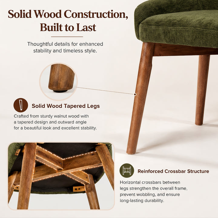 YOUNIKE Dining Chairs Set of 2 Wingback Upholstered Accent Chairs with Solid Wood Legs