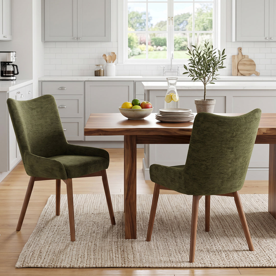 YOUNIKE Dining Chairs Set of 2 Wingback Upholstered Accent Chairs with Solid Wood Legs