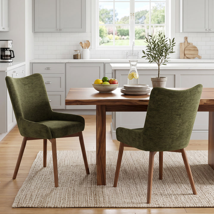 YOUNIKE Dining Chairs Set of 2 Wingback Upholstered Accent Chairs with Solid Wood Legs