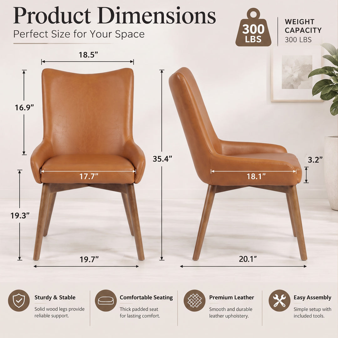 YOUNIKE Dining Chairs Set of 2 Wingback Upholstered Accent Chairs with Solid Wood Legs