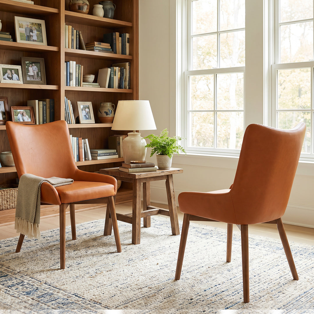 YOUNIKE Dining Chairs Set of 2 Wingback Upholstered Accent Chairs with Solid Wood Legs