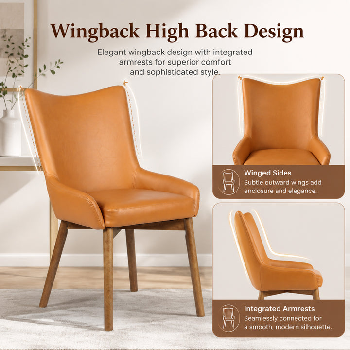 YOUNIKE Dining Chairs Set of 2 Wingback Upholstered Accent Chairs with Solid Wood Legs