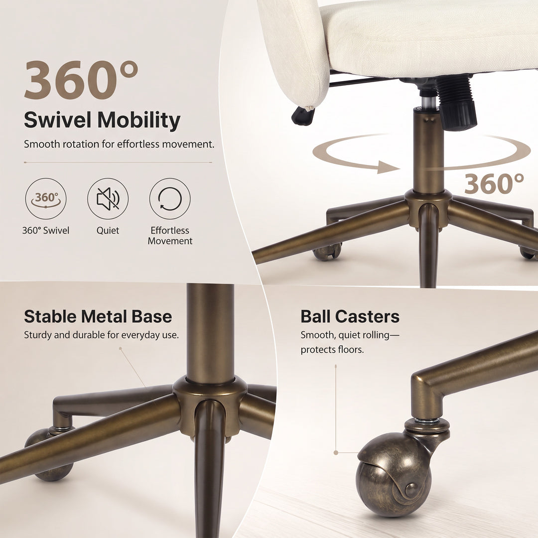 YOUNIKE Office Chair Adjustable Swivel Desk Chair Upholstered Home Office Chair with Wraparound Armrests