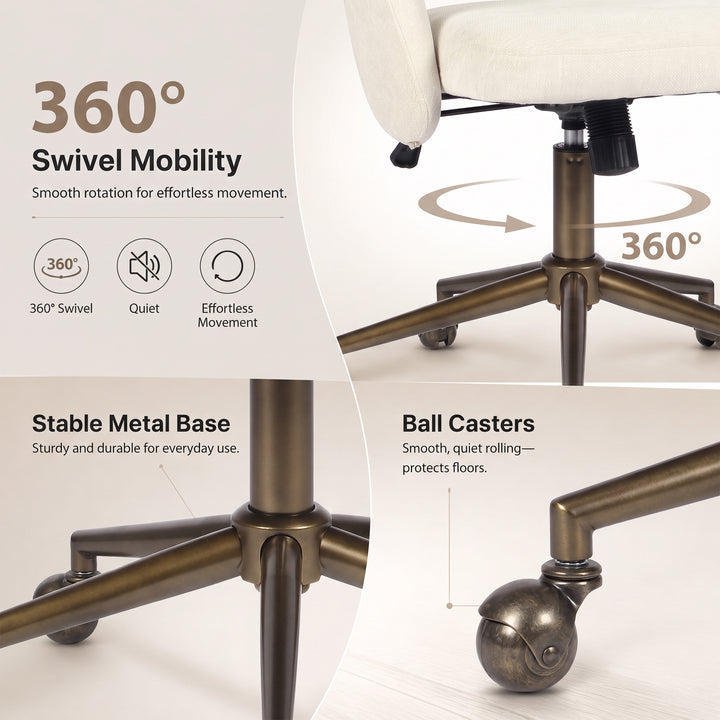 YOUNIKE Office Chair Adjustable Swivel Desk Chair Upholstered Home Office Chair with Wraparound Armrests
