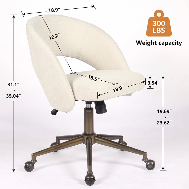 YOUNIKE Office Chair Adjustable Swivel Desk Chair Upholstered Home Office Chair with Wraparound Armrests