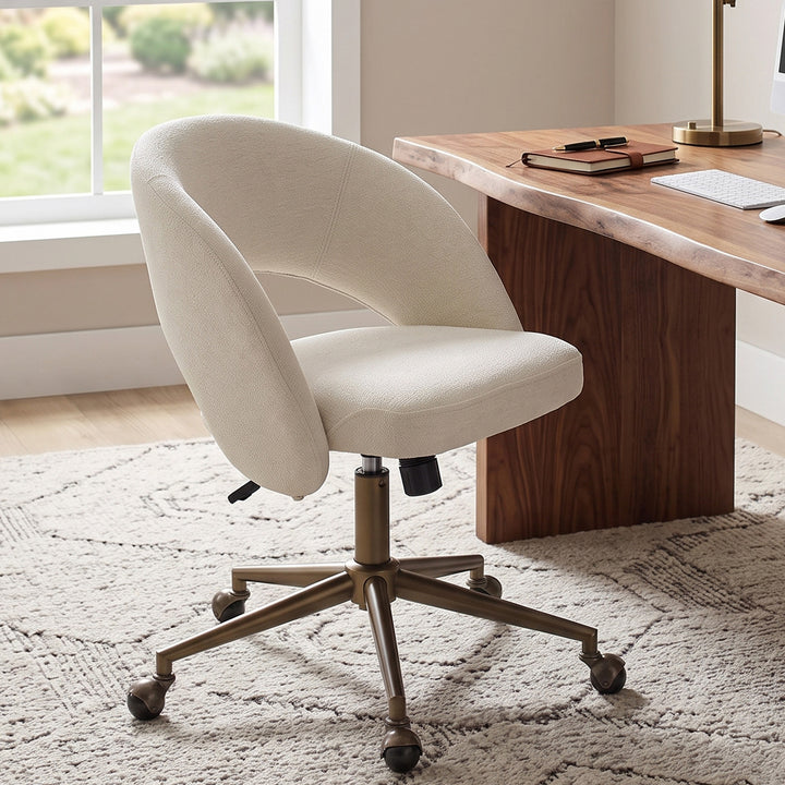 YOUNIKE Office Chair Adjustable Swivel Desk Chair Upholstered Home Office Chair with Wraparound Armrests