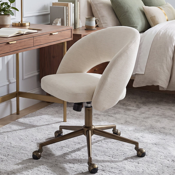YOUNIKE Office Chair Adjustable Swivel Desk Chair Upholstered Home Office Chair with Wraparound Armrests