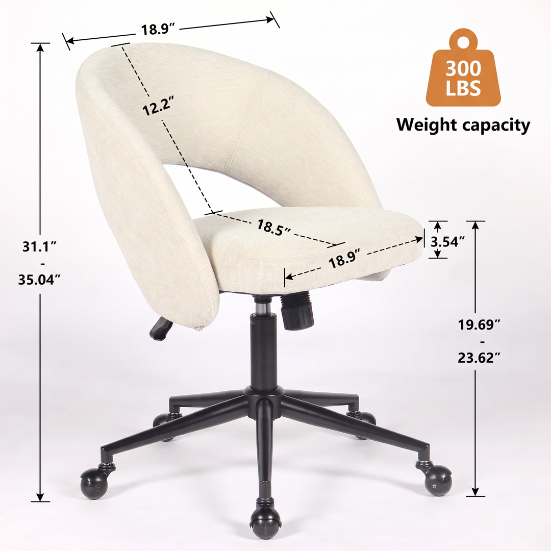 YOUNIKE Office Chair Adjustable Swivel Desk Chair Upholstered Home Office Chair with Wraparound Armrests