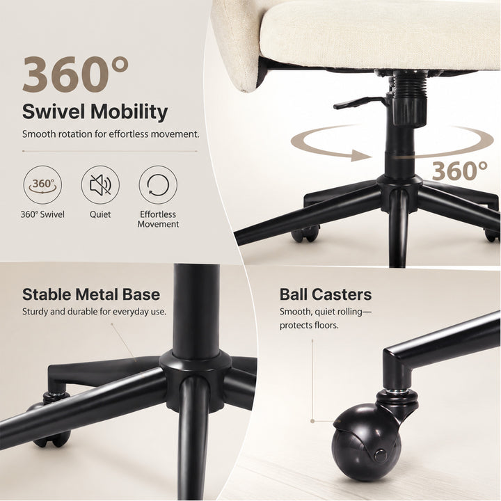 YOUNIKE Office Chair Adjustable Swivel Desk Chair Upholstered Home Office Chair with Wraparound Armrests