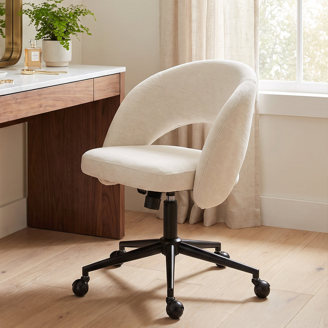 YOUNIKE Office Chair Adjustable Swivel Desk Chair Upholstered Home Office Chair with Wraparound Armrests