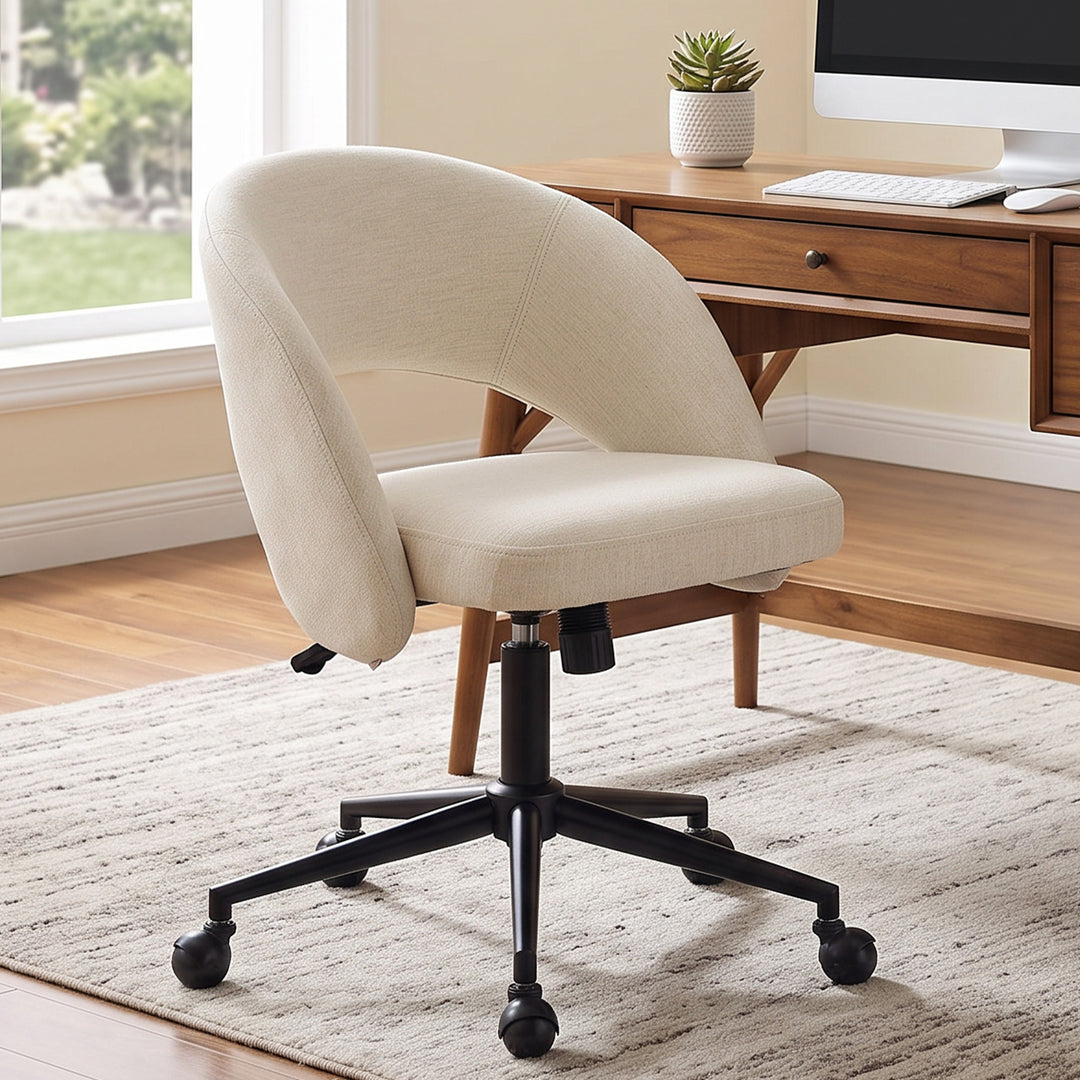 YOUNIKE Office Chair Adjustable Swivel Desk Chair Upholstered Home Office Chair with Wraparound Armrests
