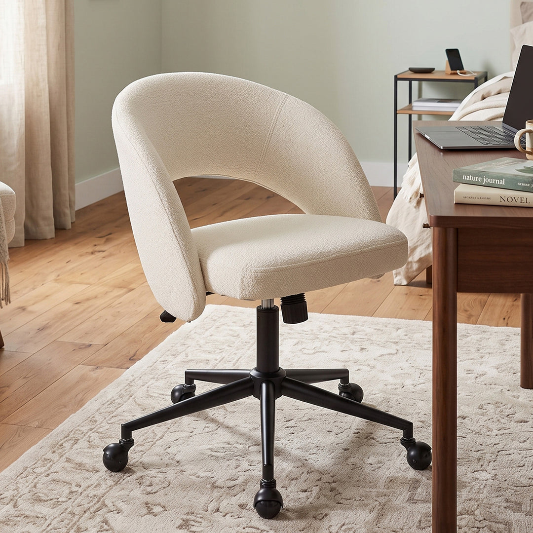 YOUNIKE Office Chair Adjustable Swivel Desk Chair Upholstered Home Office Chair with Wraparound Armrests