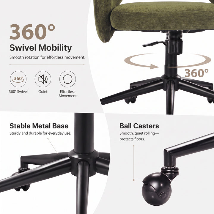 YOUNIKE Office Chair Adjustable Swivel Desk Chair Upholstered Home Office Chair with Wraparound Armrests