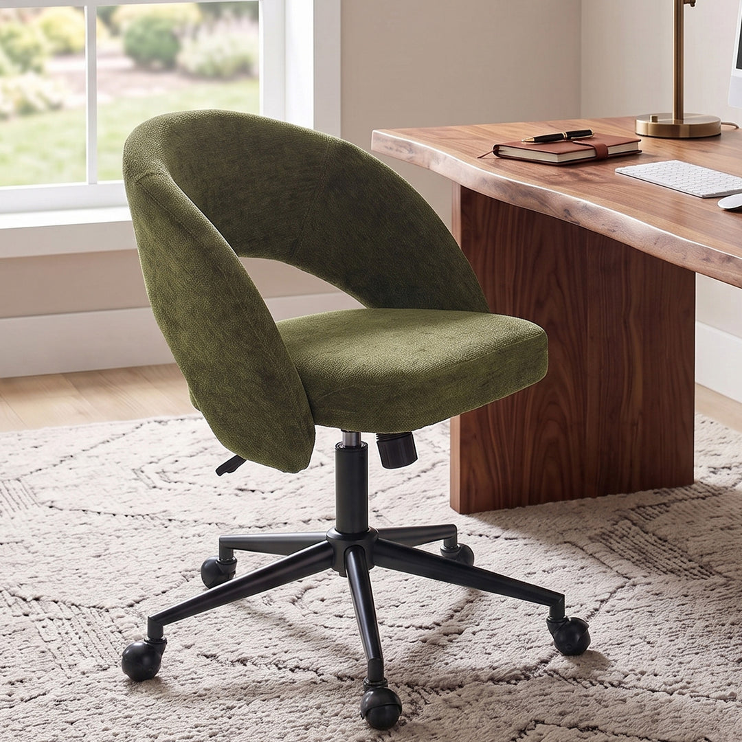 YOUNIKE Office Chair Adjustable Swivel Desk Chair Upholstered Home Office Chair with Wraparound Armrests