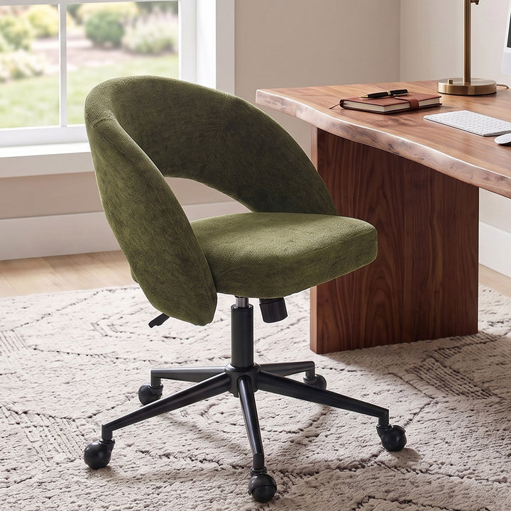 YOUNIKE Office Chair Adjustable Swivel Desk Chair Upholstered Home Office Chair with Wraparound Armrests