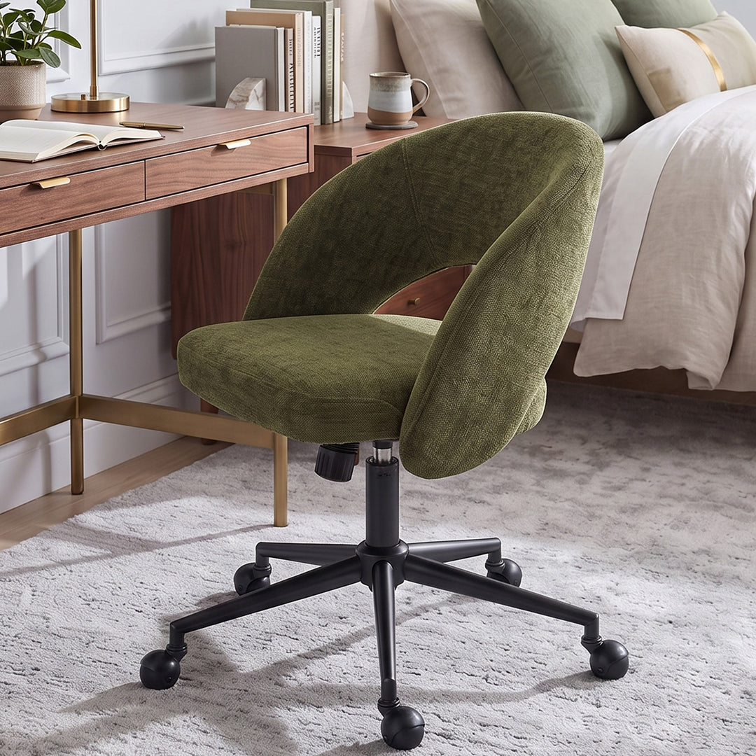 YOUNIKE Office Chair Adjustable Swivel Desk Chair Upholstered Home Office Chair with Wraparound Armrests