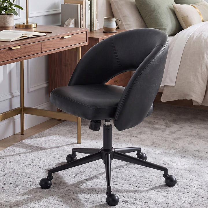 YOUNIKE Office Chair Adjustable Swivel Desk Chair Upholstered Home Office Chair with Wraparound Armrests