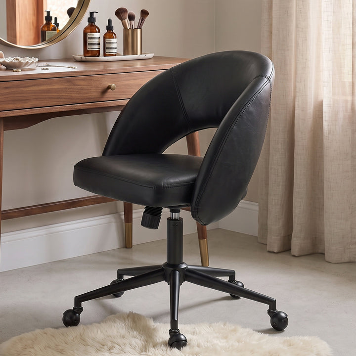 YOUNIKE Office Chair Adjustable Swivel Desk Chair Upholstered Home Office Chair with Wraparound Armrests