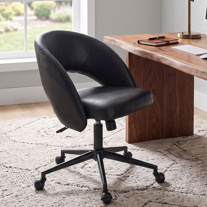 YOUNIKE Office Chair Adjustable Swivel Desk Chair Upholstered Home Office Chair with Wraparound Armrests