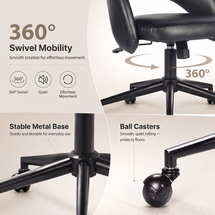 YOUNIKE Office Chair Adjustable Swivel Desk Chair Upholstered Home Office Chair with Wraparound Armrests